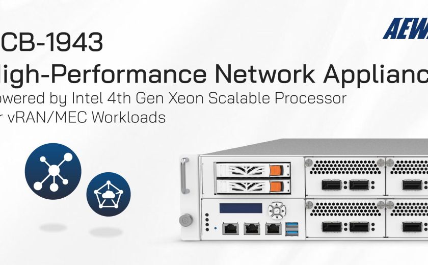 SCB-1943 高效能网路设备，搭载 Intel 第四代 Xeon 可扩展处理器，适用于 vRAN/MEC 工作负载